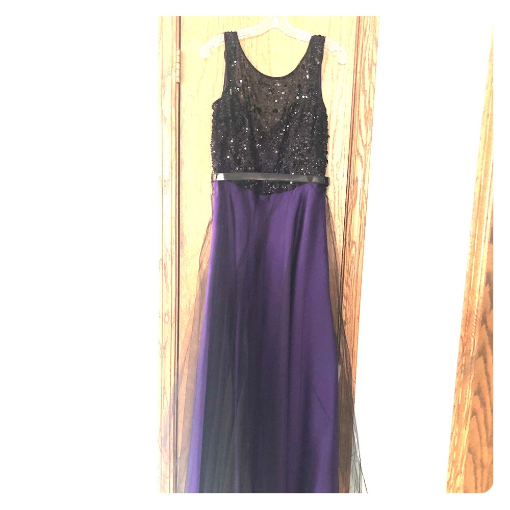 Theia Organza Dress purple/black size 12